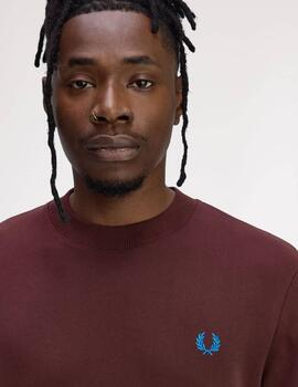 Sudadera Fred Perry Crew Neck Granate  Hombre