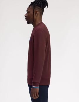 Sudadera Fred Perry Crew Neck Granate  Hombre
