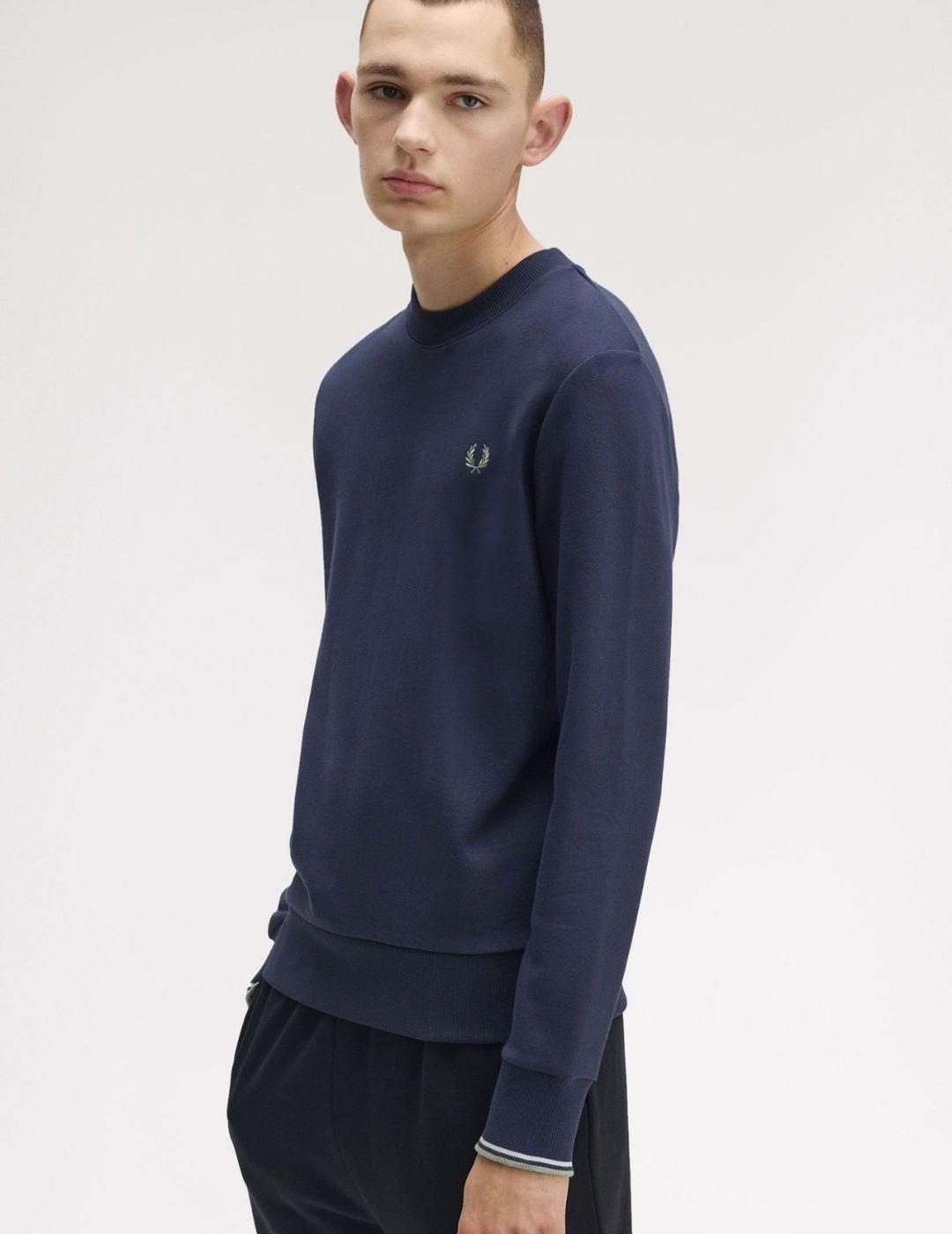 Sudadera Fred Perry Crew Neck Marino Hombre