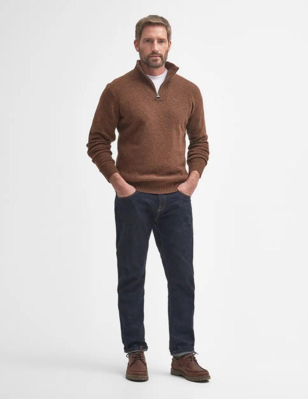 Jersey Barbour Essential Lambswool Beige Hombre