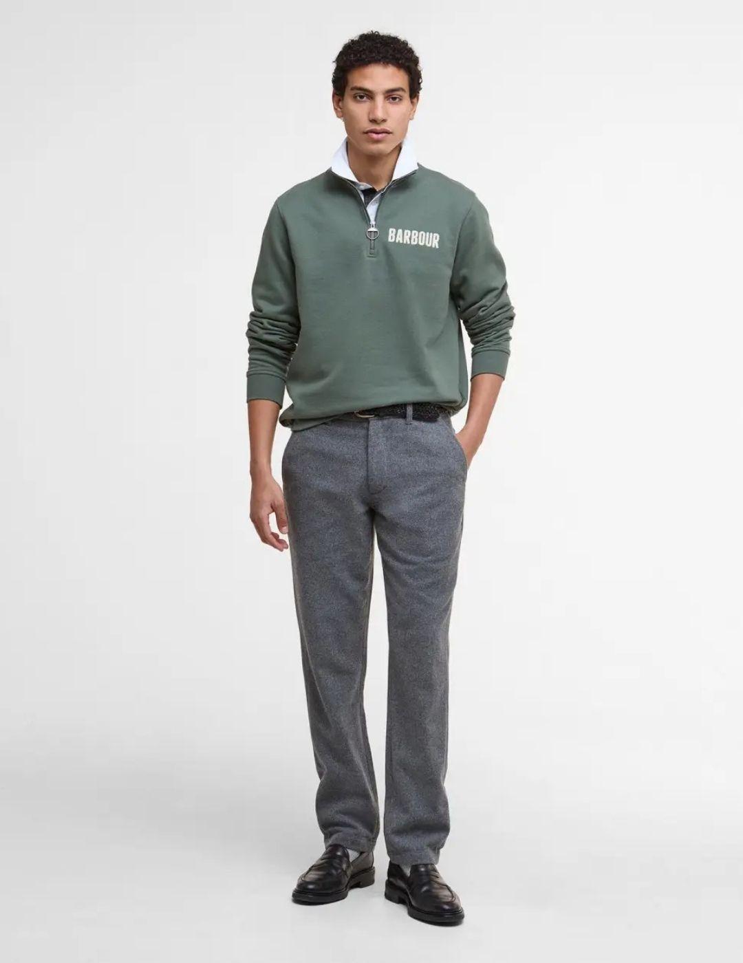 Sudadera Barbour Cotes Half Zip Verde Hombre