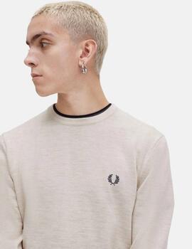 Jersey Fred Perry Classic Crew Beige Hombre