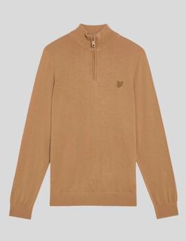 Jersey Lyle&Scott Merino Quarter Zip Camel Hombre