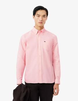 Camisa Lacoste Oxford Regular Rosa Hombre