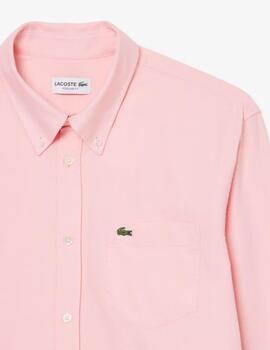 Camisa Lacoste Oxford Regular Rosa Hombre