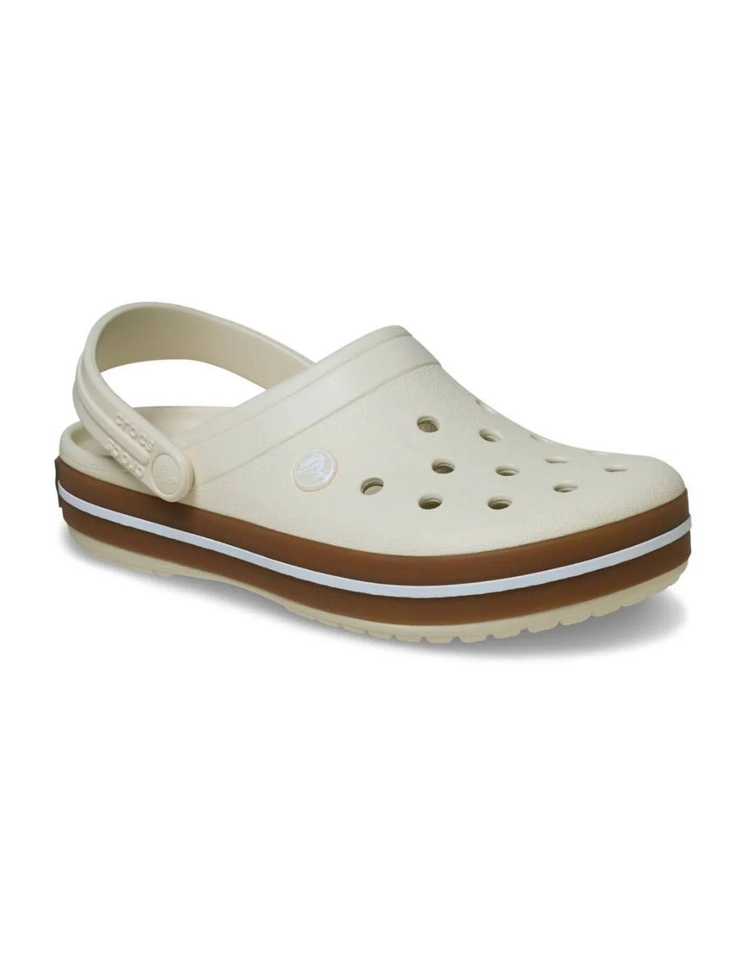Zueco Crocs Crocband Gum Clog Blanco Roto  Mujer