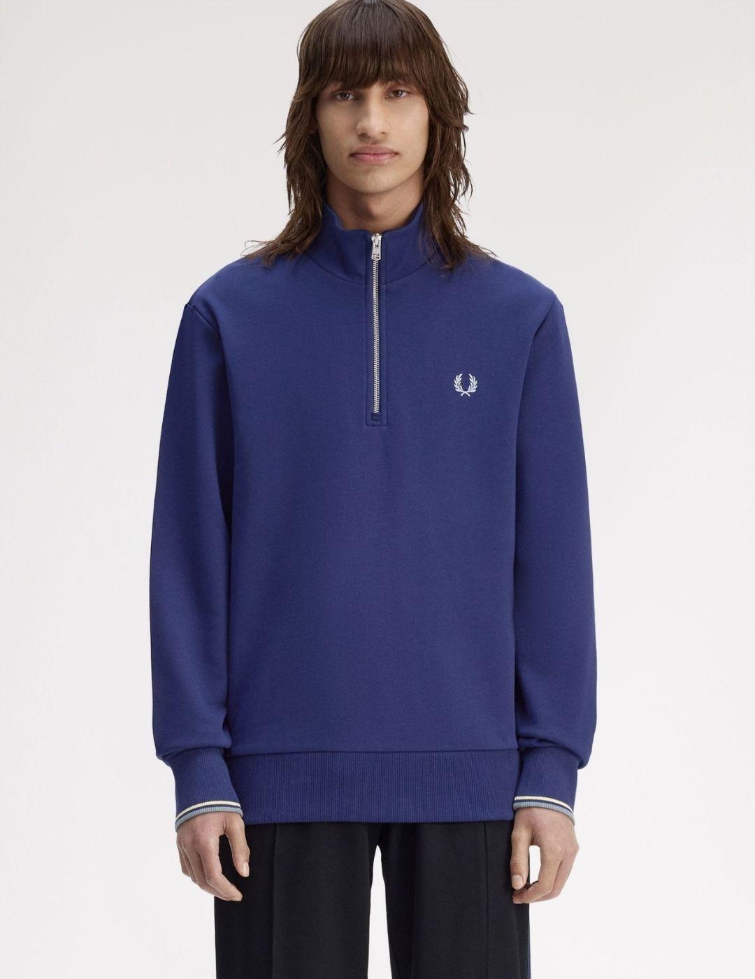 Sudadera Fred Perry Half Zip Azul Hombre