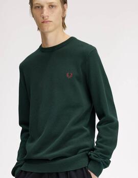 Jersey Fred Perry Punto Pique Verde Hombre