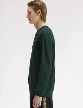 Jersey Fred Perry Punto Pique Verde Hombre