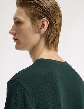 Jersey Fred Perry Punto Pique Verde Hombre