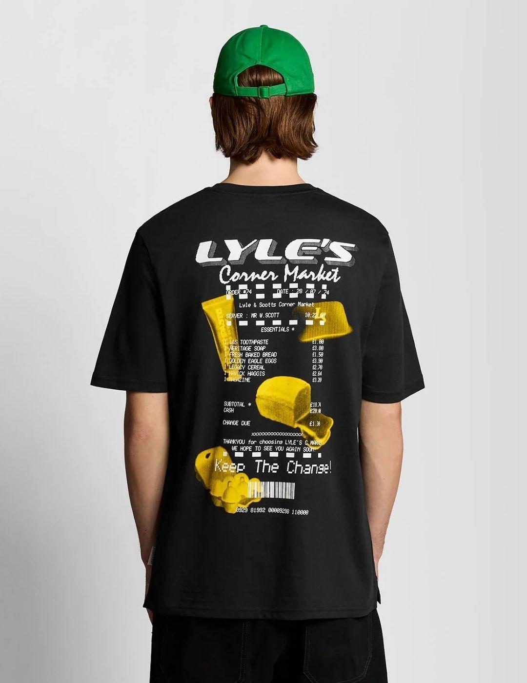 Camiseta Lyle & Scott  Receipt Graphic Negro Hombre